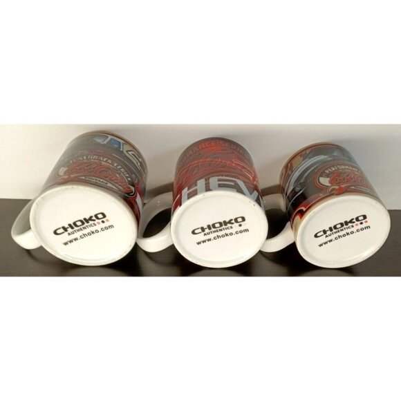 Chevrolet Coffee Mugs Set Of 3 Chevy Choko Authentics - Picture 3 of 5